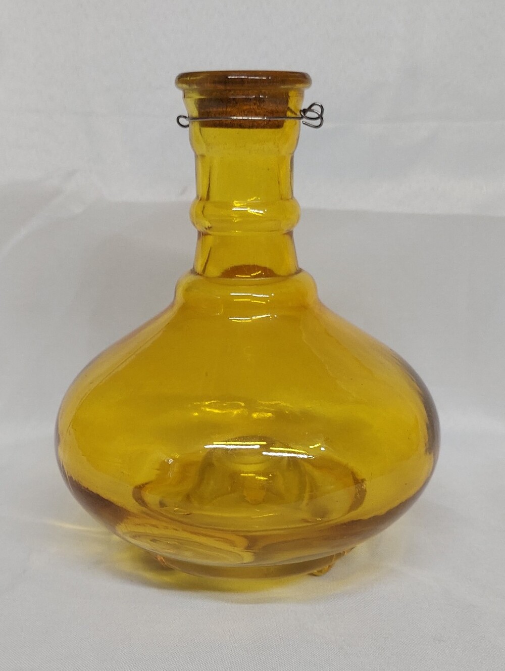 Vintage Amber Glass Wasp Trap / Insect Catcher with Original Cork & Wire Bale